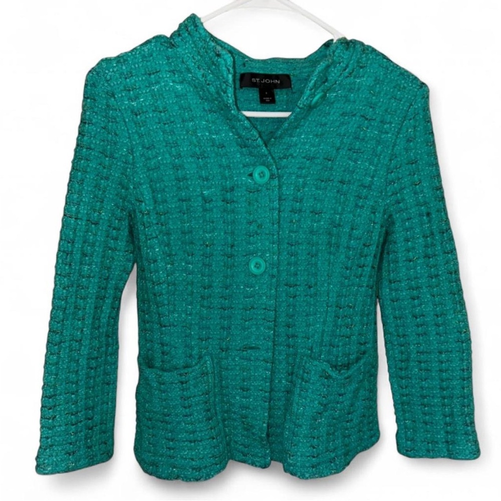 St. John Teal Textured Blazer